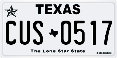 TX license plate CUS0517