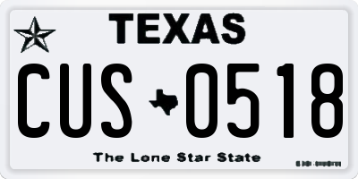 TX license plate CUS0518