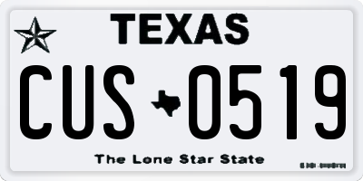 TX license plate CUS0519