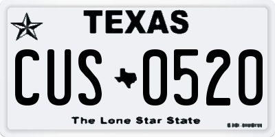 TX license plate CUS0520