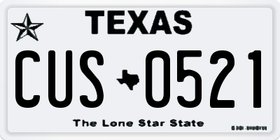 TX license plate CUS0521