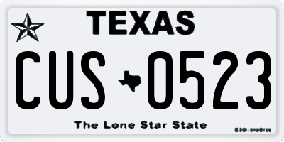 TX license plate CUS0523