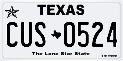 TX license plate CUS0524