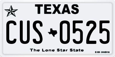 TX license plate CUS0525