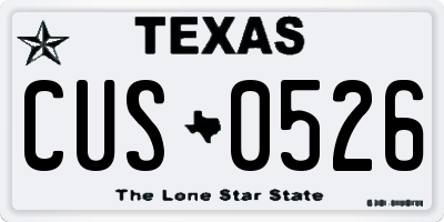 TX license plate CUS0526