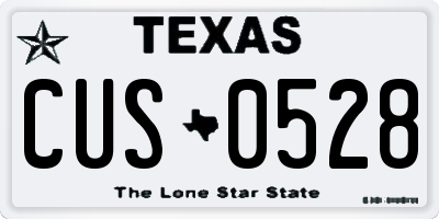 TX license plate CUS0528