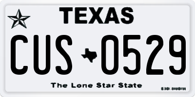 TX license plate CUS0529