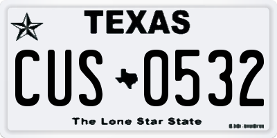 TX license plate CUS0532