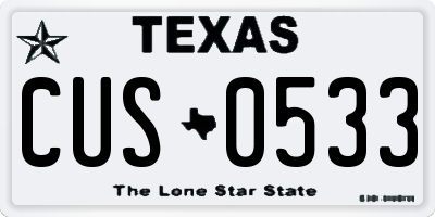 TX license plate CUS0533