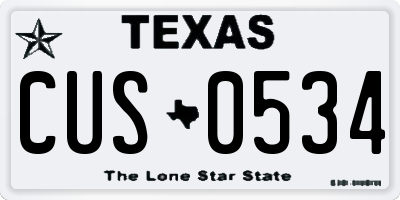 TX license plate CUS0534