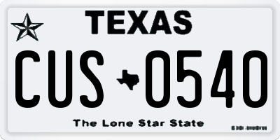 TX license plate CUS0540