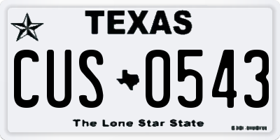 TX license plate CUS0543