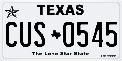 TX license plate CUS0545