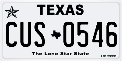 TX license plate CUS0546