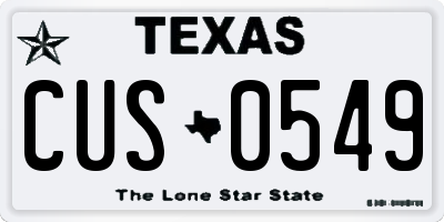 TX license plate CUS0549