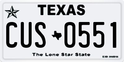 TX license plate CUS0551