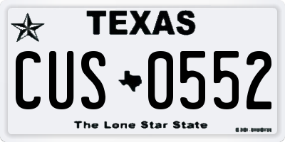 TX license plate CUS0552