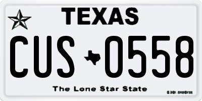 TX license plate CUS0558