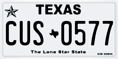 TX license plate CUS0577
