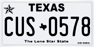 TX license plate CUS0578