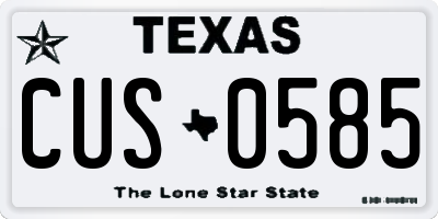 TX license plate CUS0585