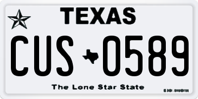 TX license plate CUS0589