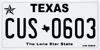 TX license plate CUS0603