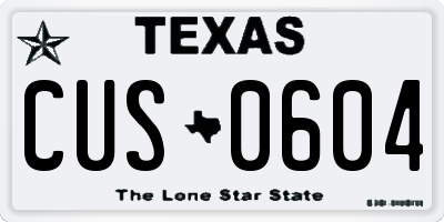 TX license plate CUS0604