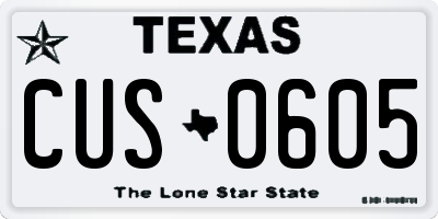 TX license plate CUS0605