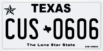 TX license plate CUS0606