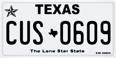TX license plate CUS0609
