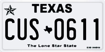 TX license plate CUS0611