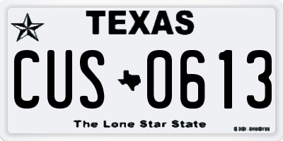 TX license plate CUS0613