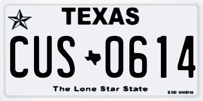 TX license plate CUS0614