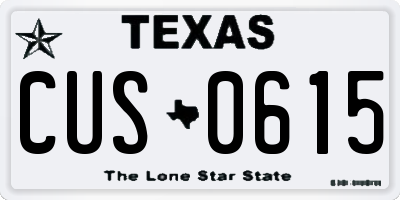 TX license plate CUS0615