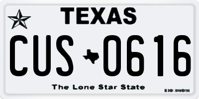 TX license plate CUS0616