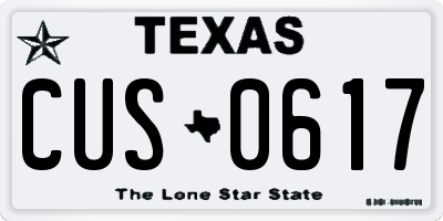 TX license plate CUS0617