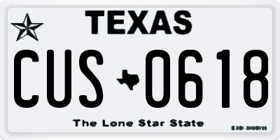 TX license plate CUS0618