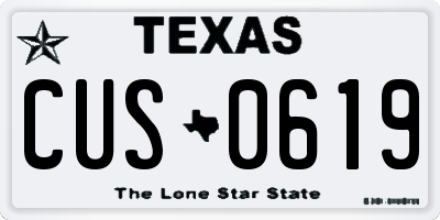 TX license plate CUS0619