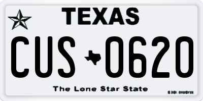 TX license plate CUS0620
