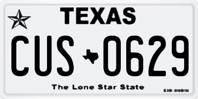 TX license plate CUS0629