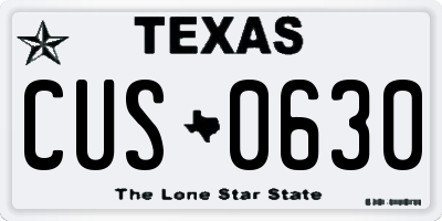 TX license plate CUS0630