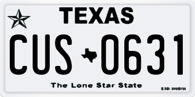 TX license plate CUS0631