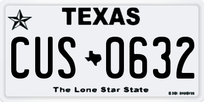 TX license plate CUS0632