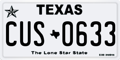 TX license plate CUS0633