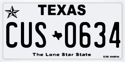 TX license plate CUS0634