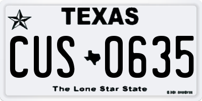 TX license plate CUS0635