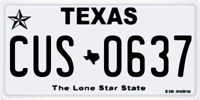 TX license plate CUS0637