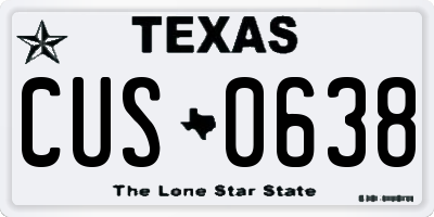 TX license plate CUS0638