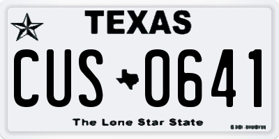 TX license plate CUS0641